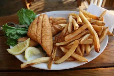 Fried flounder and fries