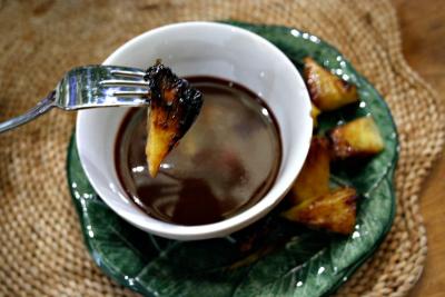Caramelized Pineapple with Hot Chocolate Sauce