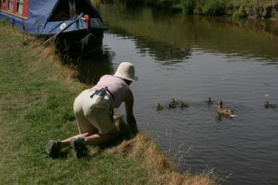 Typical positon trying to pet local wildlife...