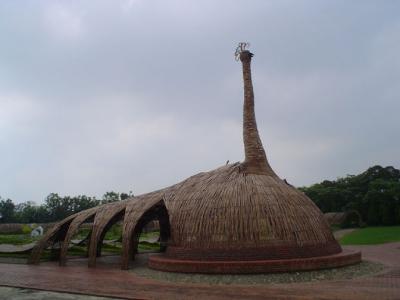 Giant bamboo peacock, with a place to sit down and relax inside