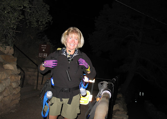 Linda at the trail head (GI)