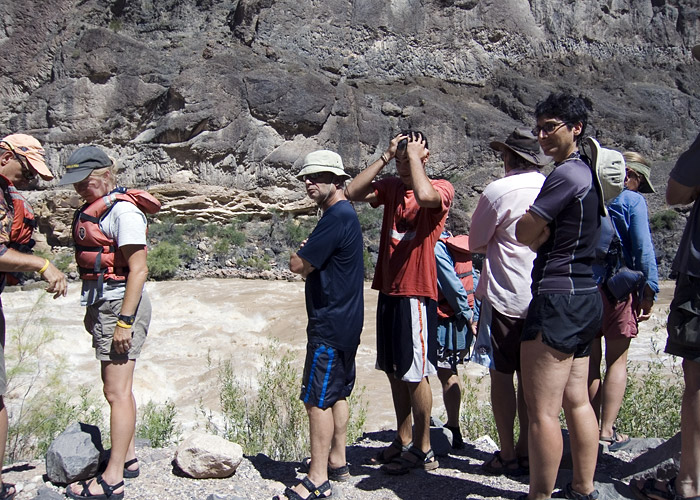 Checking out Lava Falls - Omry is impressed