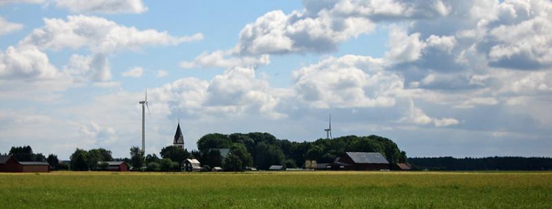 Old farm, modern windmill