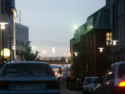 Moonrise in Reykjavik