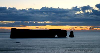 Sunrise at Perce Rock in the Gaspe, Quebec.