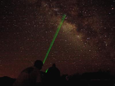 Pointing out the Trifid Nebula with the laser