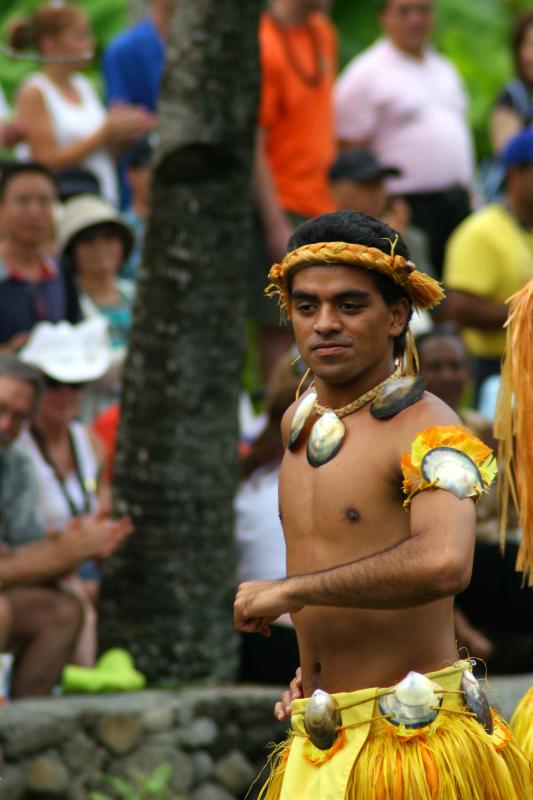 Tahitian Dancer on Canoe