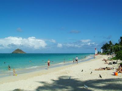 Lanikai Beach with one of the Mokulua Islands