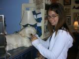 me and and a dog that was modeling in one of the stores in lunenburg