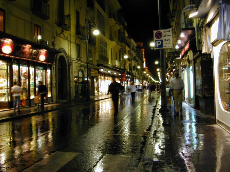 Evening walk in the rain