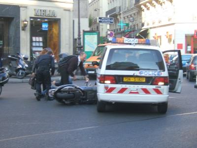 The police drive very fast.....as this motor cyclist noticed