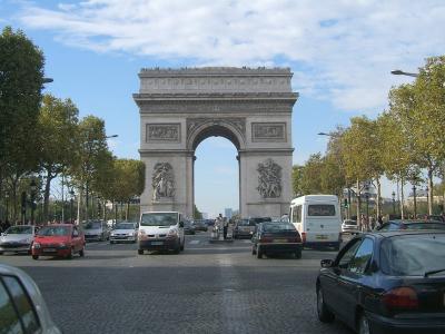 Arc de triomphe taken from the middle of champs elysees