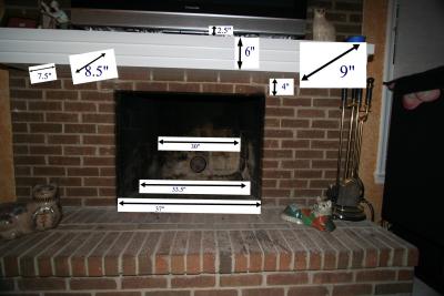 fireplace with measurements