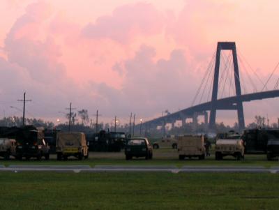 Sunrise over the Humvees