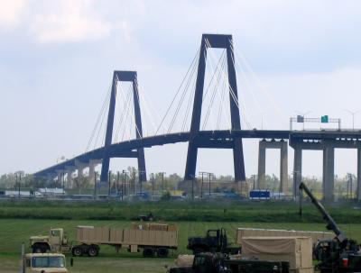 Hale Boggs Bridge and the South Carolina National Guard Vehicles