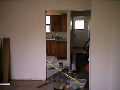 looking into kitchen from living room