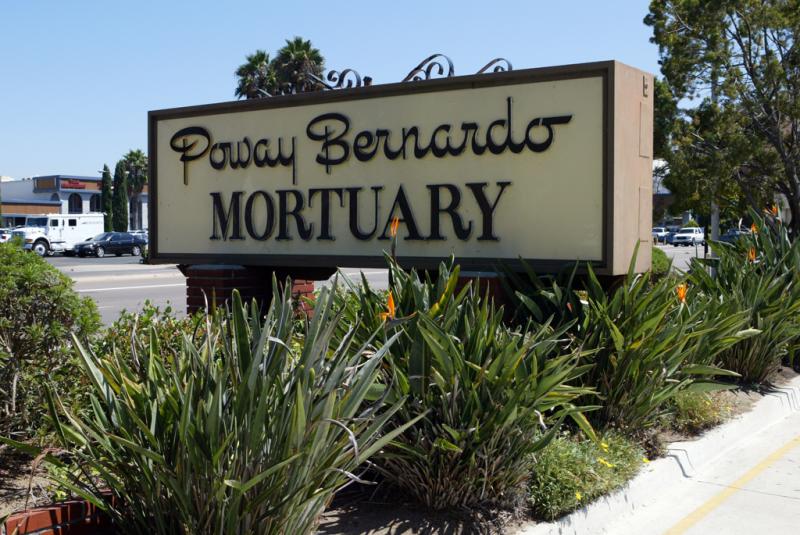 Poway Bernardo Mortuary sign
