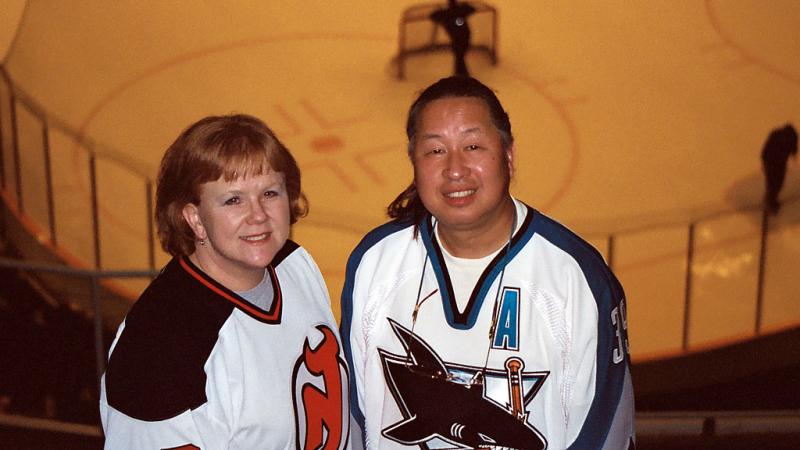 Gail and I after a Sharks vs Devils game  1/22/2003