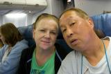 Gail and Elliot on the plane ride home