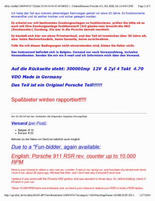 VDO 10K rpm Tachometer - eBay Sep262004 - Euro 1,061 - Photo 4