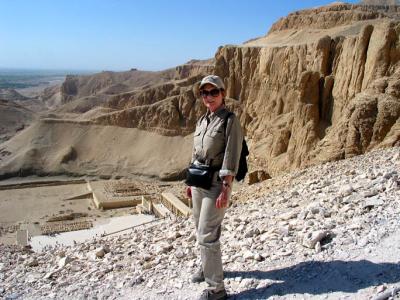 Carolyn on the climb over Hatshepsut's Temple