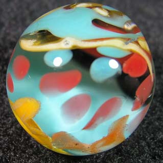 Marble #3 is in the bottom of a marble jar, unavailable.  I made it out of green bullseye soft sheet glass.