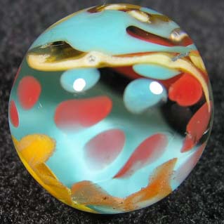 Marble #3 is in the bottom of a marble jar, unavailable. I made it out of green bullseye soft sheet glass.