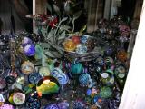 J Howard dragonfly goblet and marbles, Swarovski Paradise in the back