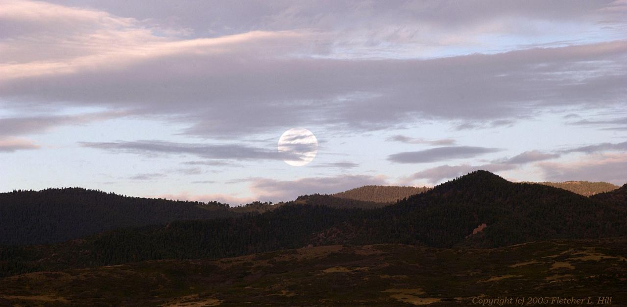 Sunrise Moonset, Front Range at La Veta