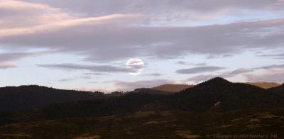 Sunrise Moonset, Front Range at La Veta