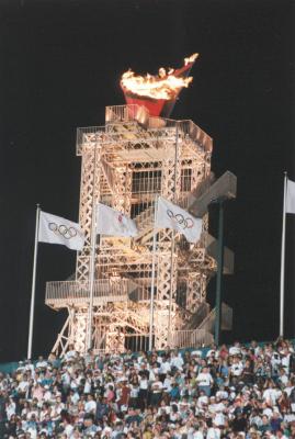 Olympic Torch and flags