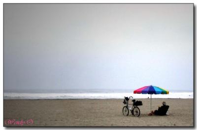 Man, Bike and Umbrella