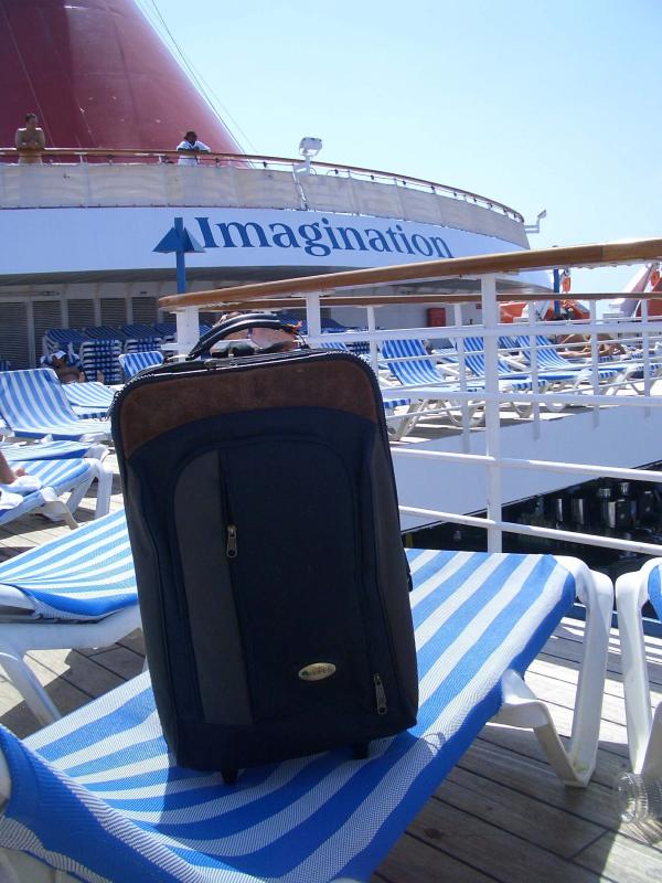 Suitcase on deck
