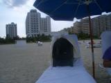 Suitcase chillin on the beach