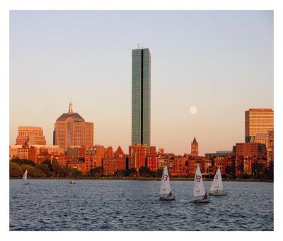 Moonrise over Boston Skyline
