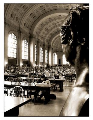 Back Bay: Boston Public Library - Bates Hall (Sepia)