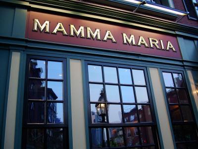 North Square reflected in Mamma Maria windows