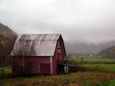 Foggy Fall Morning and Barn, VT