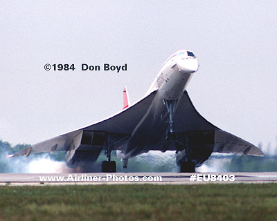 1984 - The first British Airways Concorde landing at Miami International Airport aviation airline stock photo #EU8403