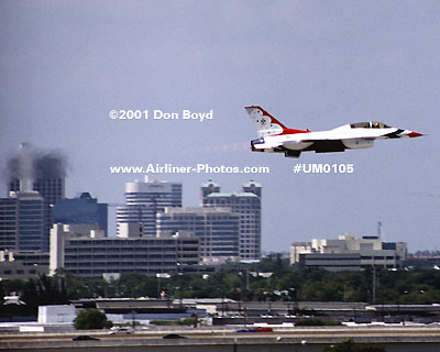 2001 - USAF Thunderbird takeoff from Ft. Lauderdale-Hollywood International Airport military aviation stock photo #UM0105