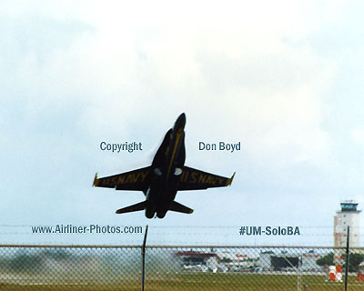 Early 90's - USN Blue Angel solo takeoff military aviation stock photo #UM-SoloBA