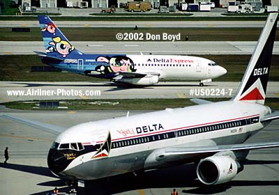 2002 - Delta B767-232 N102DA The Spirit of Delta and Delta Express B737-232 N310DA at FLL aviation airline stock photo #US0224