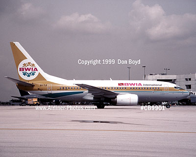 1999 - BWIA B737-700 9Y-TGI aviation airline stock photo #CB9901