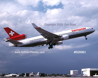 2000 - Swissair MD-11 HB-IWI climbing out aviation airline stock photo #EU0001