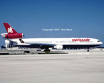 2001 - Swissair MD-11 HB-IWN at Miami aviation airline stock photo #EU0106