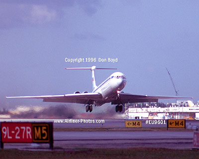 1996 - Aeroflot IL-62M taking off at MIA aviation airline stock photo #EU9601