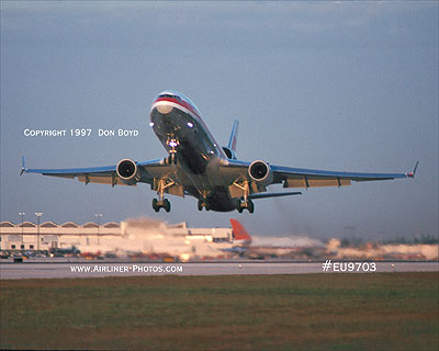 1997 - Martinair Cargo MD-11CF landing at Miami aviation cargo airline stock photo #EU9703
