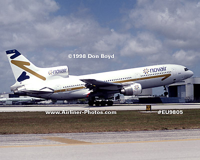 1998 - Novair L1011-500 SE-DVF (ex CS-TEC) leased by Premiair taking off at Miami aviation airline stock photo #EU9805