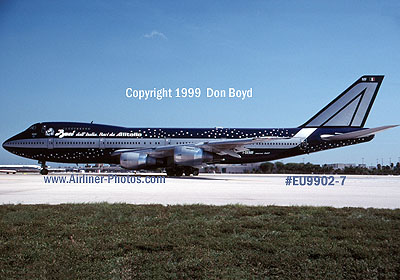 1999 - Alitalia B747-243B/SCD I-DEMF in Baci paint scheme at Miami aviation airline stock photo #EU9902
