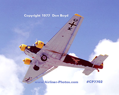 1977 - Martin Caidins Junkers JU 52M N52JU, now Lufthansas D-AQUI aviation stock photo #CP7702